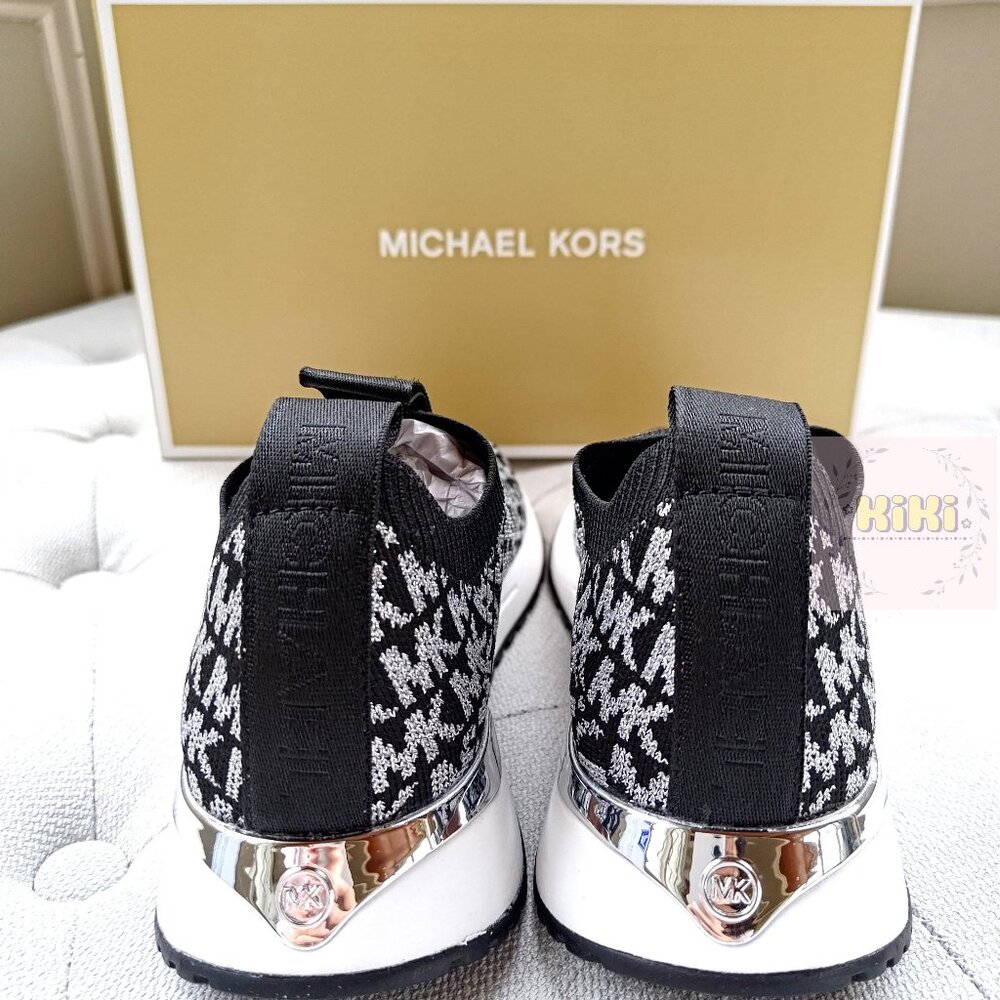 Michael Kors Bodie Metallic Logo Knit Slip-On Sneaker Black size 7 - Picture 10 of 12